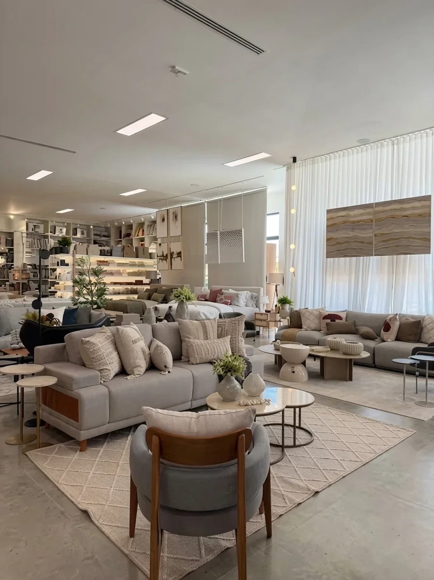 Sala de estar com móveis e decoração